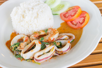 Seafood and Basil Stir Fry , Thai food