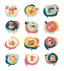 Coffee bubble speech flat banner design flat background set, eps