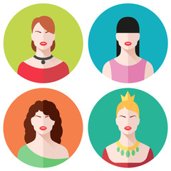 female faces icons set
