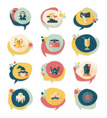 Halloween bubble speech banner design flat background set, eps10