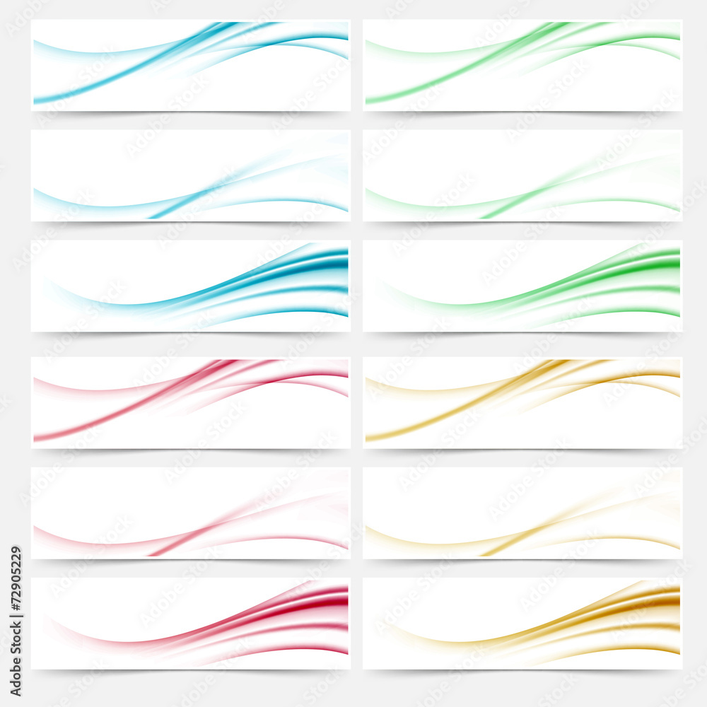 Wall mural abstract web colorful line header footer set