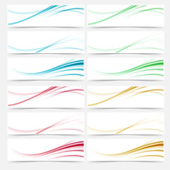 Abstract web colorful line header footer set - obrazy, fototapety, plakaty