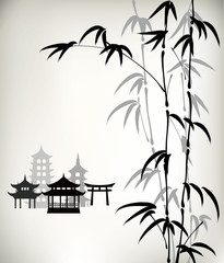 ink painted bamboo