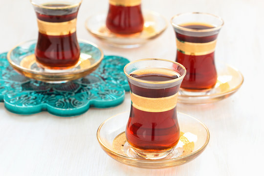 Traditional Turkish tea in glasses