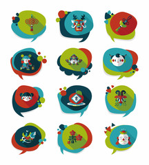 Chinese New Year bubble speech flat banner design flat backgroun