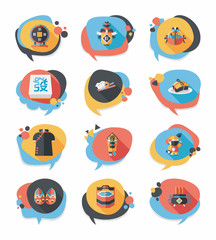 Chinese New Year bubble speech flat banner design flat backgroun