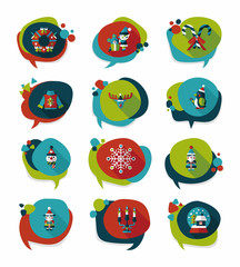Christmas bubble speech banner design flat background set, eps10