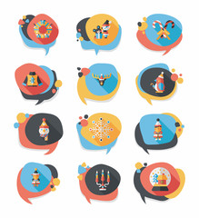 Christmas bubble speech banner design flat background set, eps10