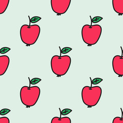 Seamless pattern with apple. Vector illustration.