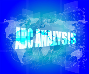 words abc analysis on digital screen, business concept