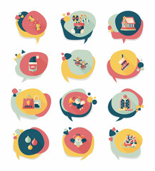 Christmas bubble speech banner design flat background set, eps10