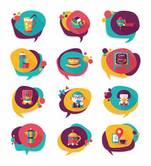 Fototapeta premium Coffee bubble speech flat banner design flat background set, eps