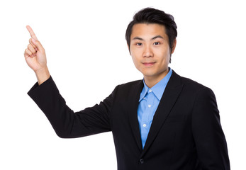 Businessman with finger point up