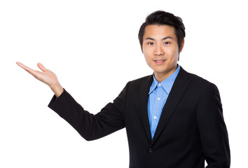 Business man with hand show with balnk sign