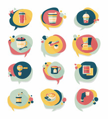 Coffee bubble speech flat banner design flat background set, eps