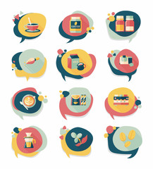 Coffee bubble speech flat banner design flat background set, eps