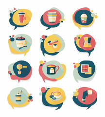 Fototapeta premium Coffee bubble speech flat banner design flat background set, eps