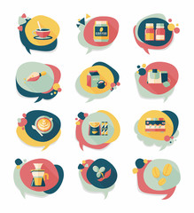 Fototapeta premium Coffee bubble speech flat banner design flat background set, eps