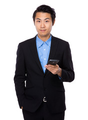 Businessman hold with phone