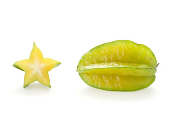 carambola, star fruit isolated on white background
