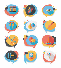 hospital bubble speech banner design flat background set, eps10