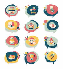 Pet bubble speech flat banner design background set, eps10