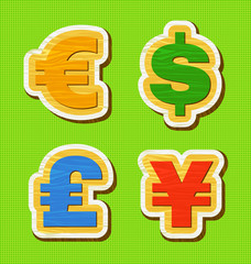 Currency symbol of a wooden texture