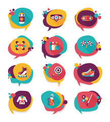 Sport speech bubble flat banner design background set, eps10