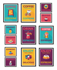 Coffee poster flat banner design flat background set, eps10