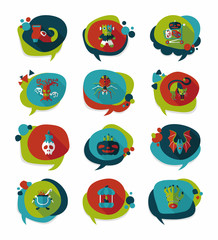 Halloween bubble speech banner design flat background set, eps10