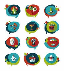 Halloween bubble speech banner design flat background set, eps10