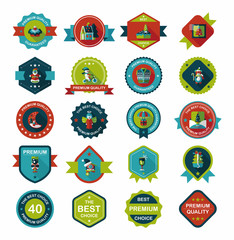 Christmas badge banner design flat background set, eps10