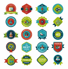 Christmas badge banner design flat background set, eps10