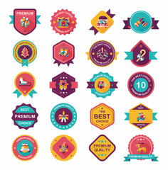 Christmas badge banner design flat background set, eps10