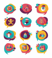 Christmas bubble speech banner design flat background set, eps10