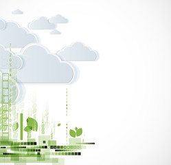 Abstract green eco technolgy business concept with cloud