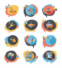Toy speech bubble banner design flat background set, eps10