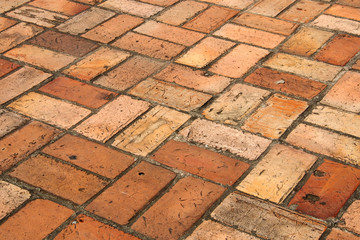Background of orange brick floor