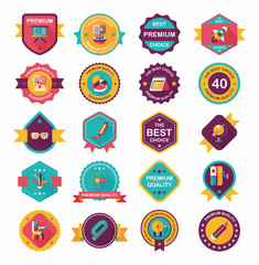School badge banner design flat background set, eps10