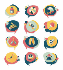 Sport speech bubble flat banner design background set, eps10