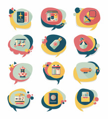 Travel bubble speech banner design flat background set, eps10