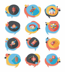 Chinese New Year bubble speech flat banner design flat backgroun