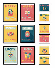 Chinese New Year poster flat banner design flat background set,