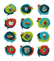 Chinese New Year bubble speech flat banner design flat backgroun