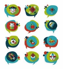 Chinese New Year bubble speech flat banner design flat backgroun