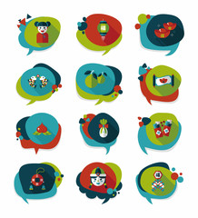 Chinese New Year bubble speech flat banner design flat backgroun