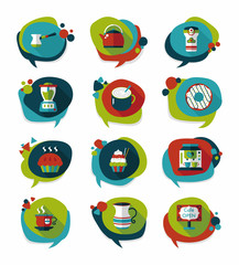 Fototapeta premium Coffee bubble speech flat banner design flat background set, eps