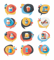 Coffee bubble speech flat banner design flat background set, eps