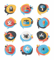 Halloween bubble speech banner design flat background set, eps10