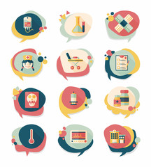 hospital bubble speech banner design flat background set, eps10